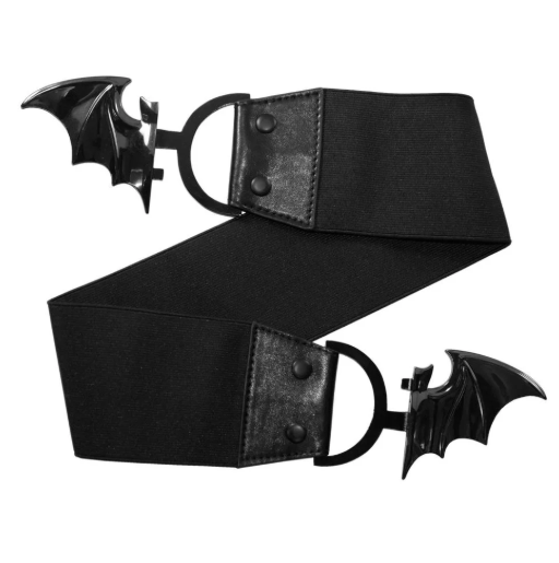 Ceinture élastique noir gothique boucle chauve souris | Kreepsville 666