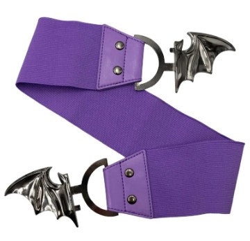 Ceinture élastique violette gothique boucle chauve souris | Kreepsville 666