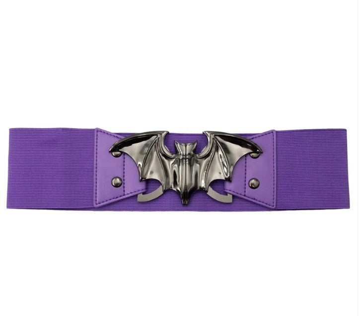 Ceinture élastique violette gothique boucle chauve souris | Kreepsville 666
