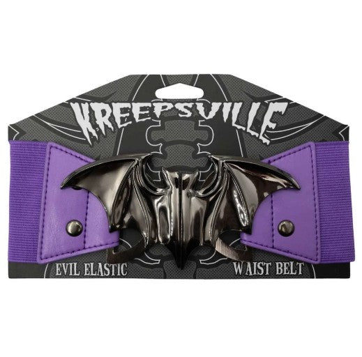 Ceinture élastique violette gothique boucle chauve souris | Kreepsville 666