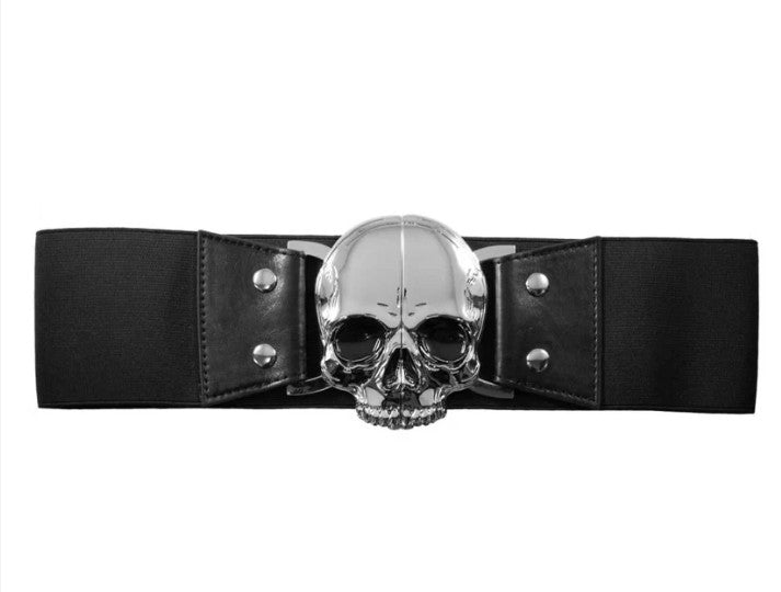 Ceinture élastique noir gothique boucle tête de mort | Kreepsville 666