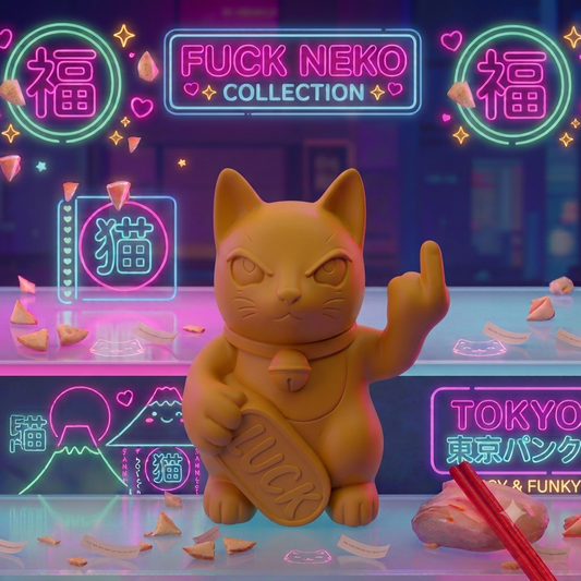 Petite figurine de chat chanceux jaune maki neko fuck