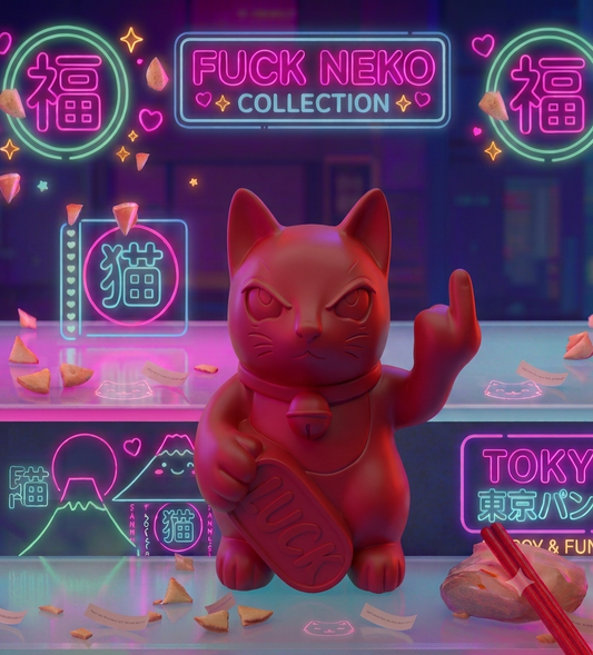 Grande figurine de chat chanceux rouge maki neko fuck