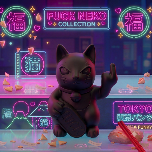 Grande figurine de chat chanceux noir maki neko fuck