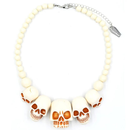 Collier gothique tête de mort écru | Kreepsville 666