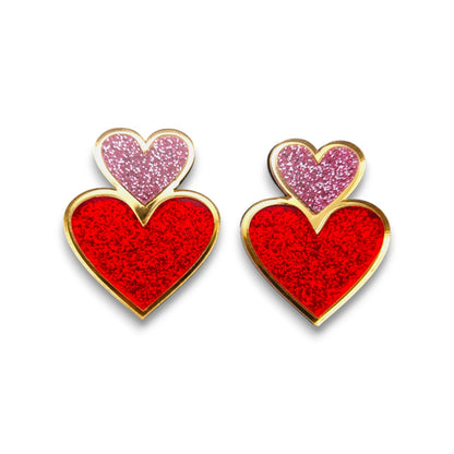 Ensemble collier et boucle d'oreille coeur profond