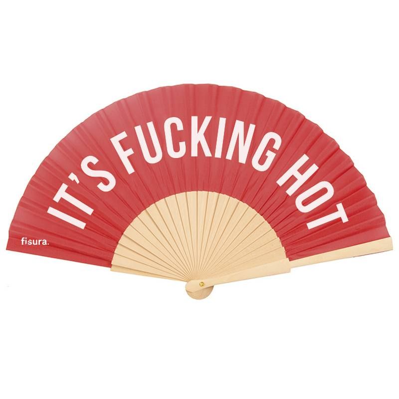 Eventail rouge et blanc " it's fucking hot "