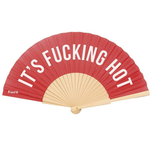 Eventail rouge et blanc " it's fucking hot "