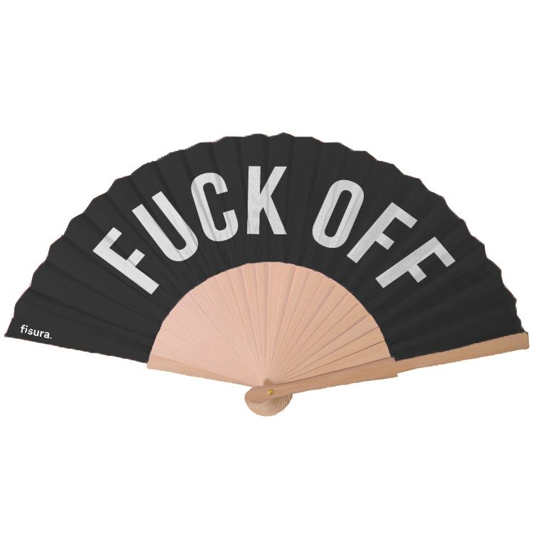 Eventail noir " fuck off "
