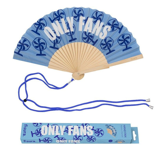 Eventail bleu " only fans " avec ventilateur