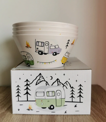 Ensemble 4 Bols en Plastique Recyclés Rpet Wildwood Caravan - Caravane