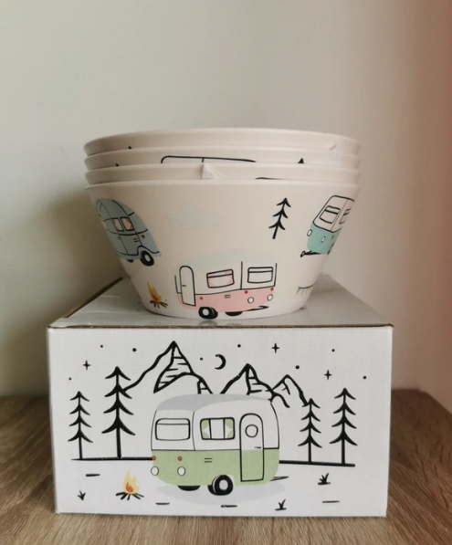 Ensemble 4 Bols en Plastique Recyclés Rpet Wildwood Caravan - Caravane