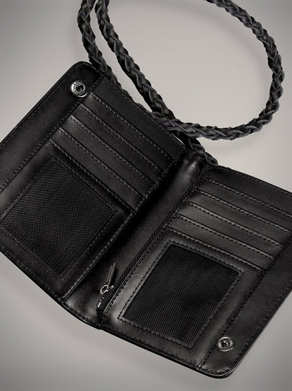 Portefeuille HOSTILE AS FUCK en cuir et chaine skull