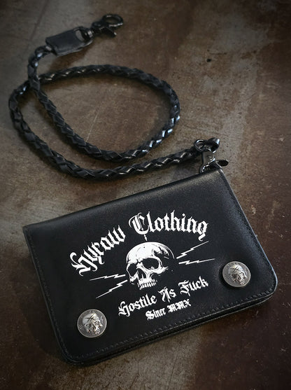 Portefeuille HOSTILE AS FUCK en cuir et chaine skull