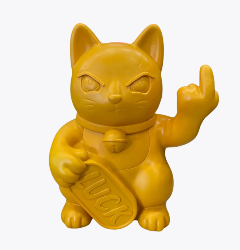 Grande figurine de chat chanceux jaune maki neko fuck