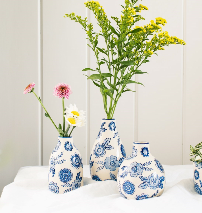 lot de 3 petit vases assorti bleu