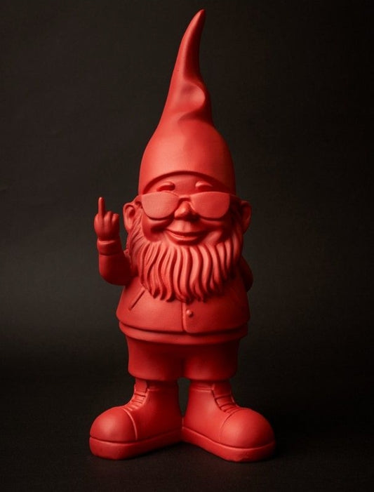 Figurine nain de jardin rouge fuck de 29 cm