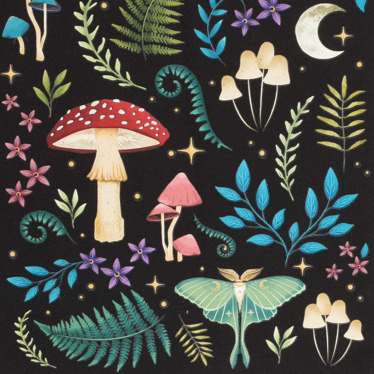 Sac / tote bas dark forest champignon papillon lune witchy