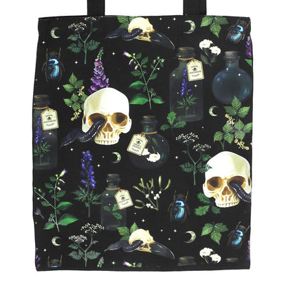 sac tote bag skull serpend et fiole de socière