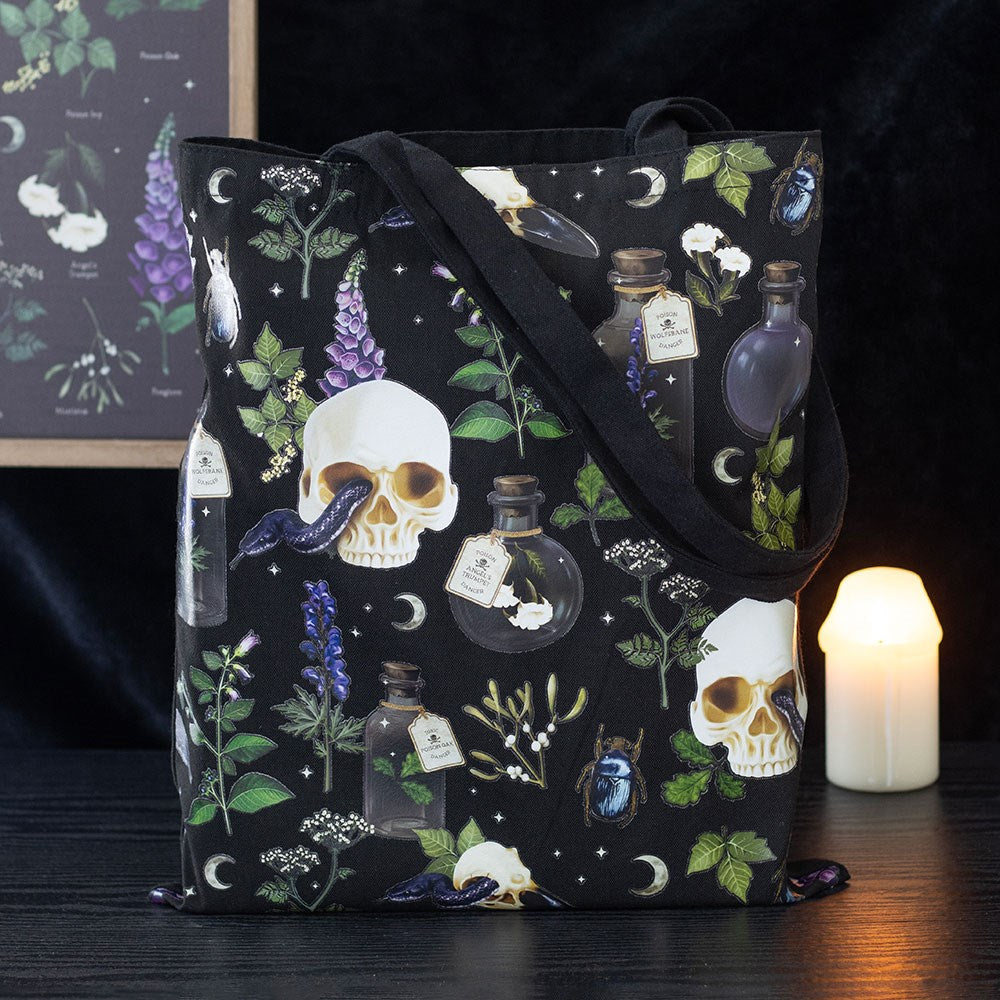 sac tote bag skull serpend et fiole de socière