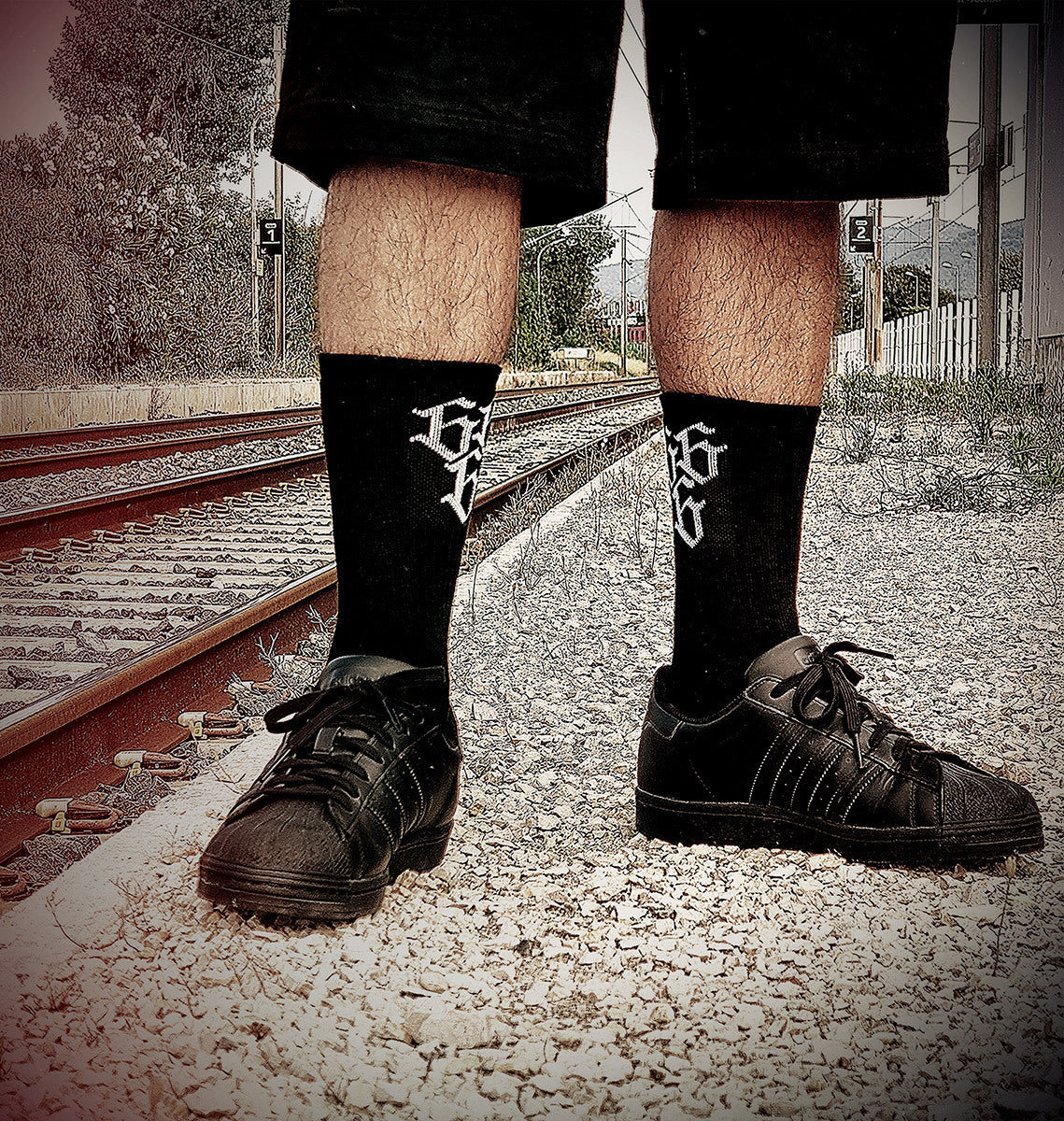 Chaussette Hyraw 666 noir et blanche