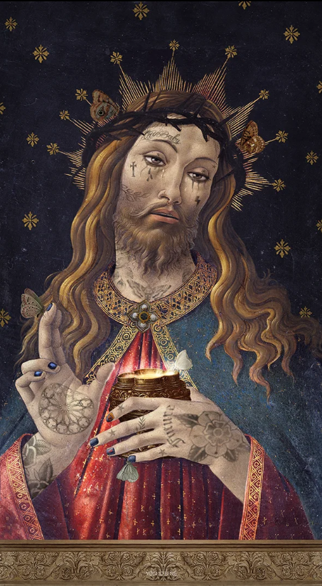 Tenture 144 Jésus de Voglio Bene en velours