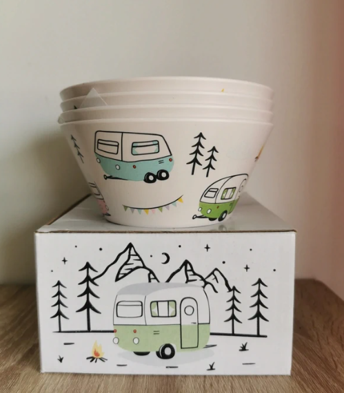 Ensemble 4 Bols en Plastique Recyclés Rpet Wildwood Caravan - Caravane