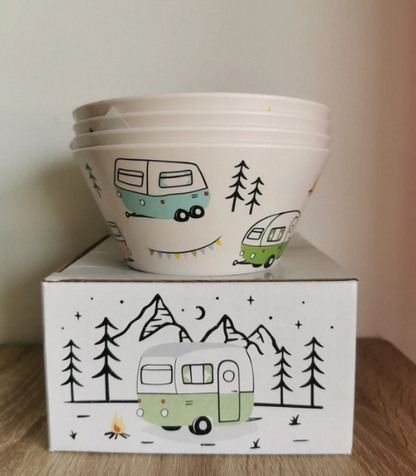 Ensemble 4 Bols en Plastique Recyclés Rpet Wildwood Caravan - Caravane