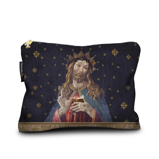 Trousse / pochette en velours " Jésus " Voglio Bene 17x23 cm