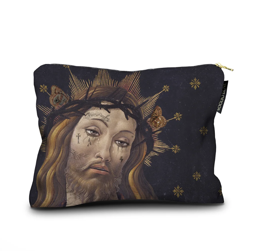 Trousse / pochette en velours " Jésus " Voglio Bene 17x23 cm