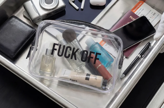 Trousse de toilette / maquillage fuck off transparente
