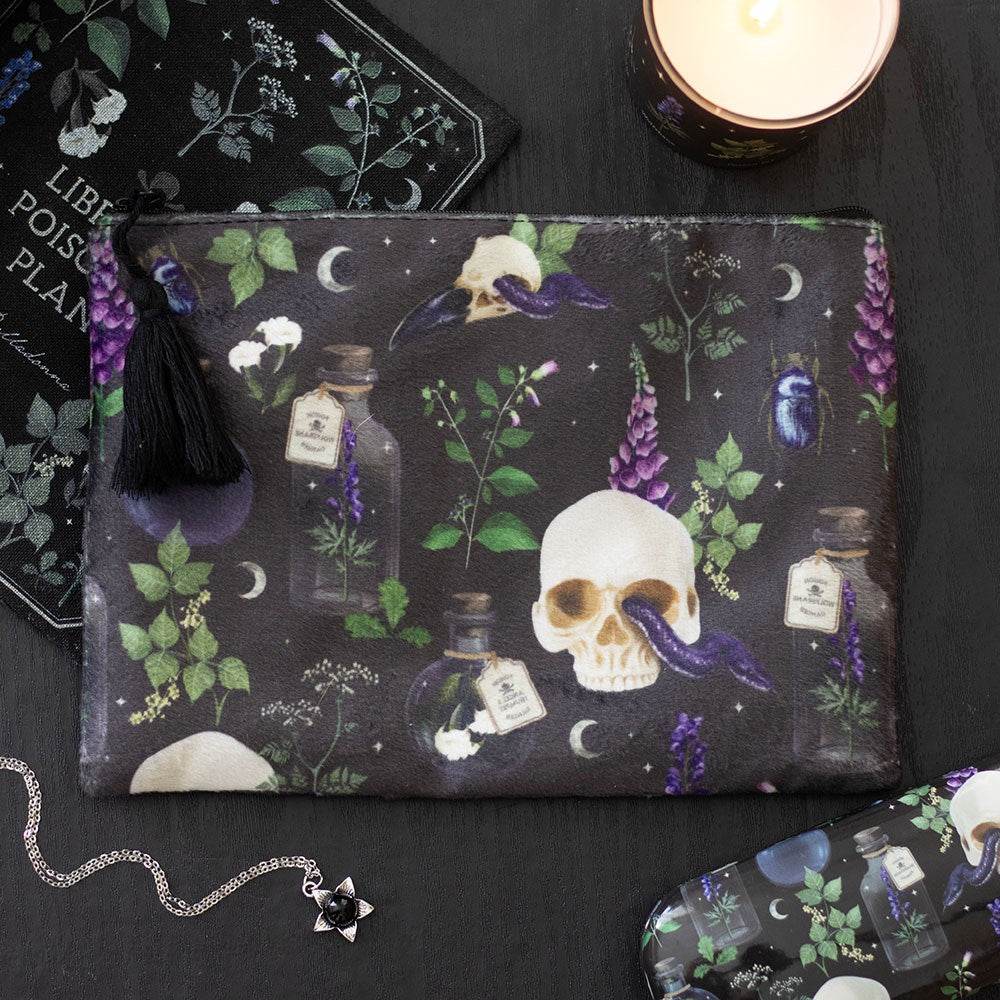 Trousse style velour skull serpent fiole sorcière lune