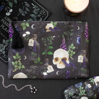 Trousse style velour skull serpent fiole sorcière lune