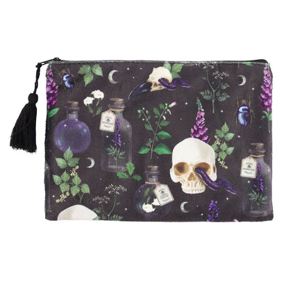 Trousse style velour skull serpent fiole sorcière lune