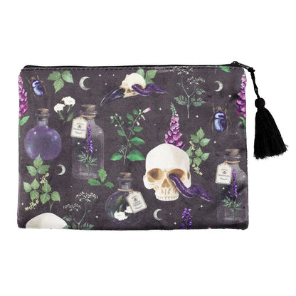 Trousse style velour skull serpent fiole sorcière lune