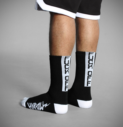 Chaussette Hyraw fuck off noir et blanche